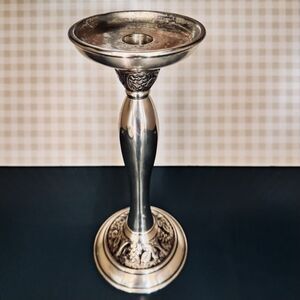 VTG Pottery Barn Taper Candle Holder 10”H Grapevine Embossed Metal Candlestick